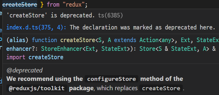 createStore deprecated