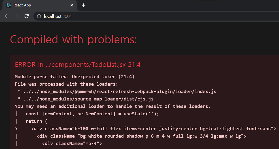 react-start-error;unexpected-token
